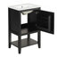 Meuble-lavabo de 20 po avec lavabo, armoire de salle de bain avec porte à fermeture douce, support de rangement et tablette ouverte, noir