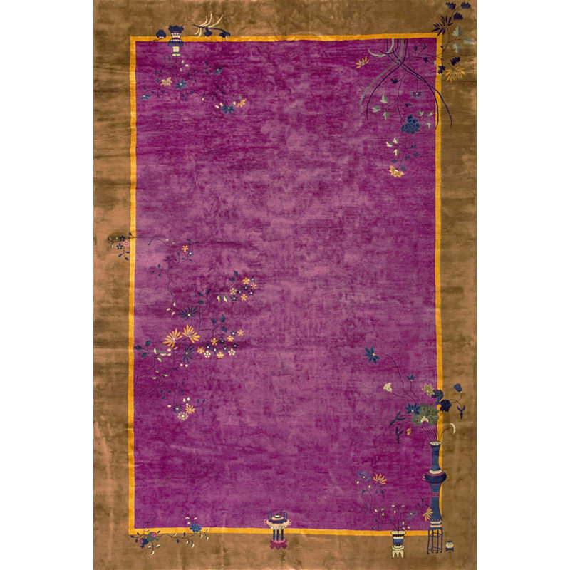 Large Room Size Purple Antique Chinese Art Deco carpet