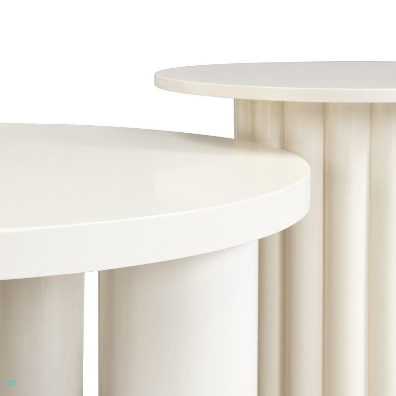 Ensemble de 2 tables basses modernes avec pieds cylindriques et 1 table de bout pour le salon
