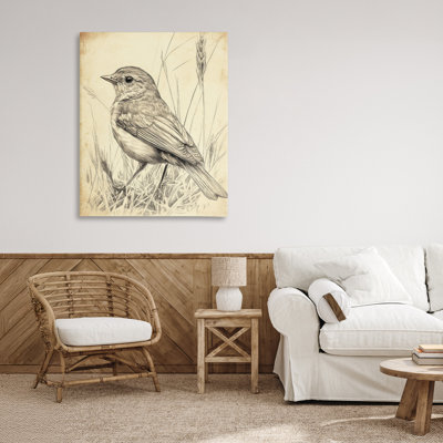 Toile rétro avec petits oiseaux, design par Petal Prints Design