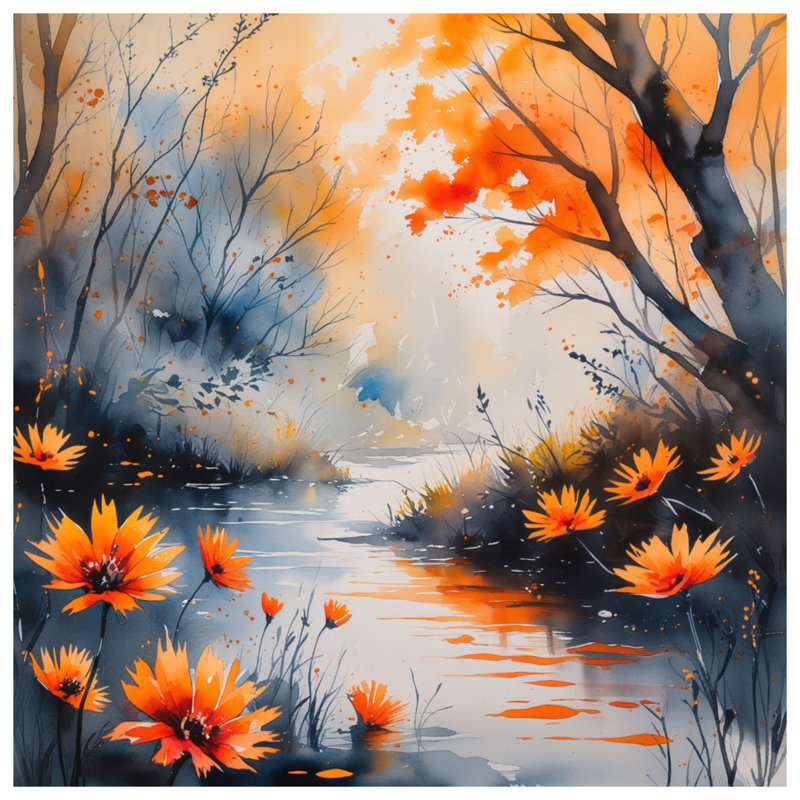 Édredon Autumn River Scene, Lit simple