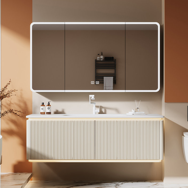 Modern French style bathroom cabinet, 19.69" H x 47.24" W x 21.65" D, Beige