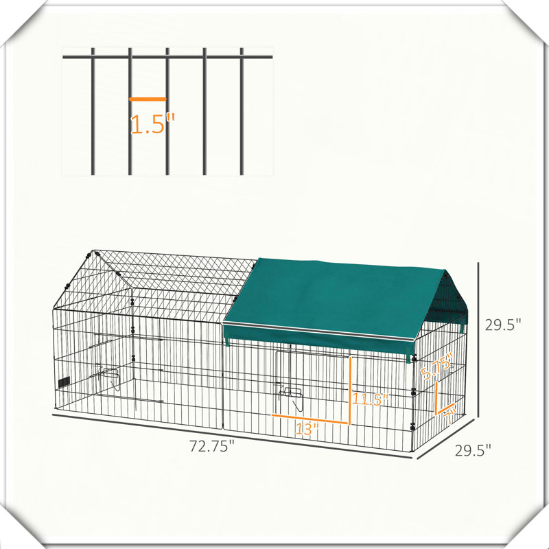Clôture de cour intérieure pour petits animaux, H 29,5 po x l 29,5 po x P 72,75 po