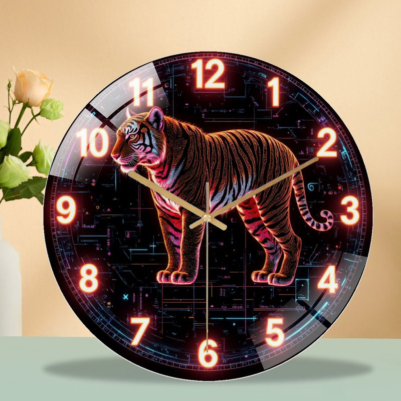 Horloge murale néon tigre 12 po