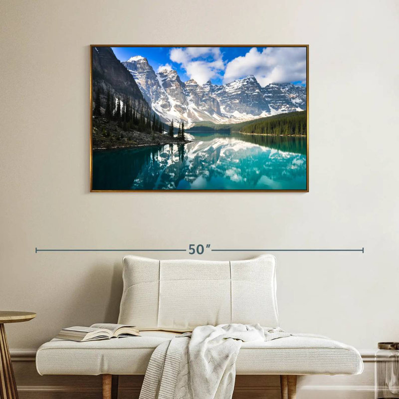 Reflet de la montagne, Cadre flottant doré, 40 po x 27 po