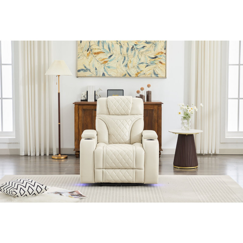Canapé inclinable électrique avec porte-gobelet et recharge USB, Beige