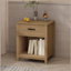 Table de chevet moderne en bois avec tiroir et tablette ouverte, table de bout à finition brun naturel | Idée de cadeau