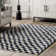Dominique Abstract Checkered Fringe Area Rug