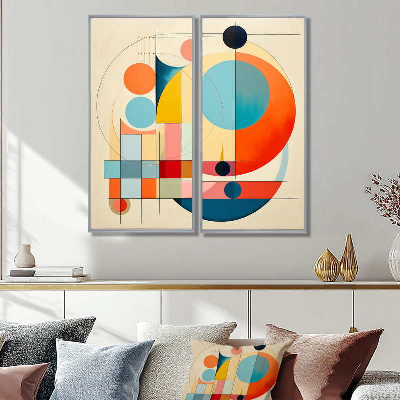 «Serendipity Abstract Mid-Century Geometrics IV», décoration murale abstraite de style Mid-Century, H 32 po x l 32 po