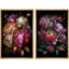 «Flower Blossom Moody Colorful Blossom Flowers Bouquet Floral», reproduction d'art sur toile encadrée 2 pièces-91069012-91069010
