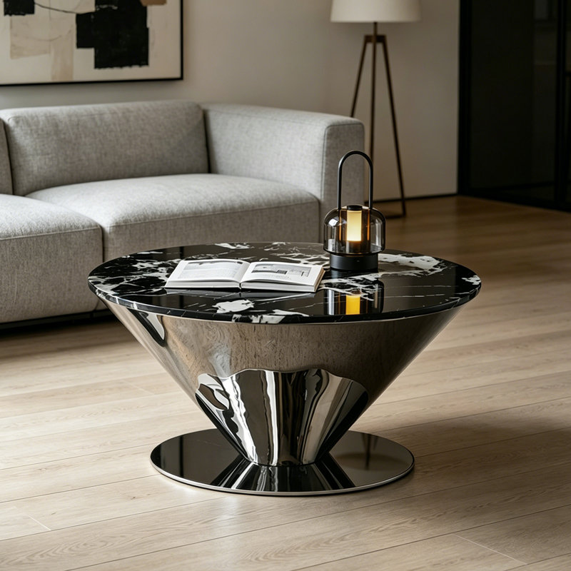 Modern round marble coffee table