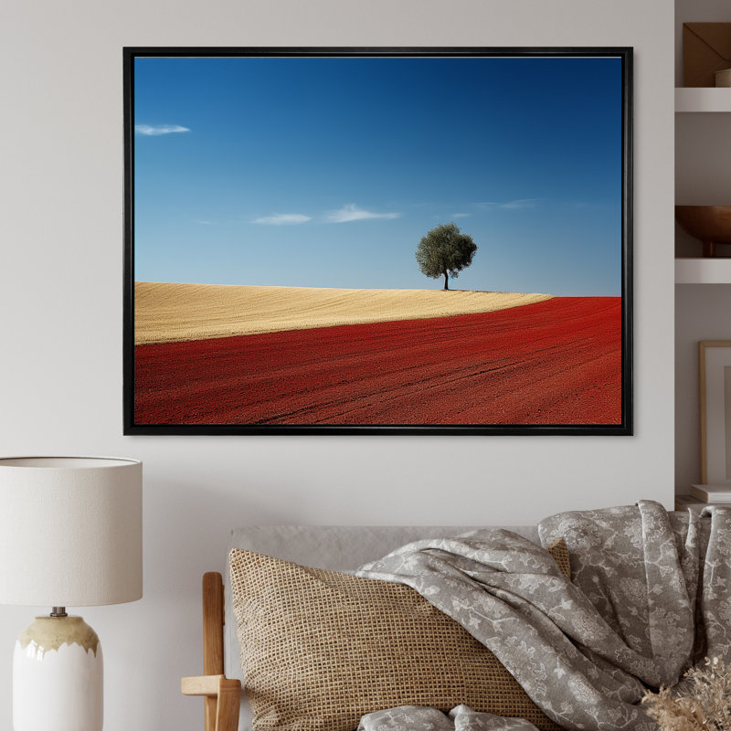 " Sunset Road Landscape ", 16" H x 32" W x 1" D, Black Floater Framed