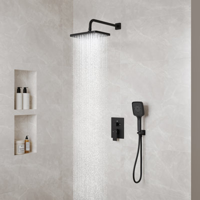 Pressure-Balanced Rainfall Shower System, High-Pressure Rain Shower Head with 3-Settings Handheld Spray