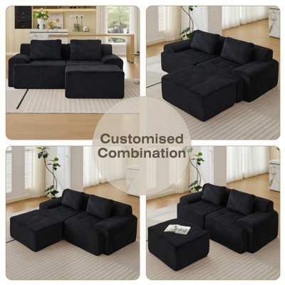Modular Sectional Sofa, Modular Cloud Sofa With Deep Seat, Big Comfy Couch For Living Room, White