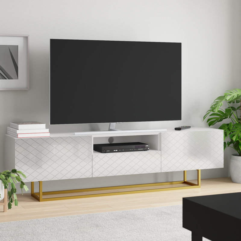 Meuble télé blanc Lattice, Blanc