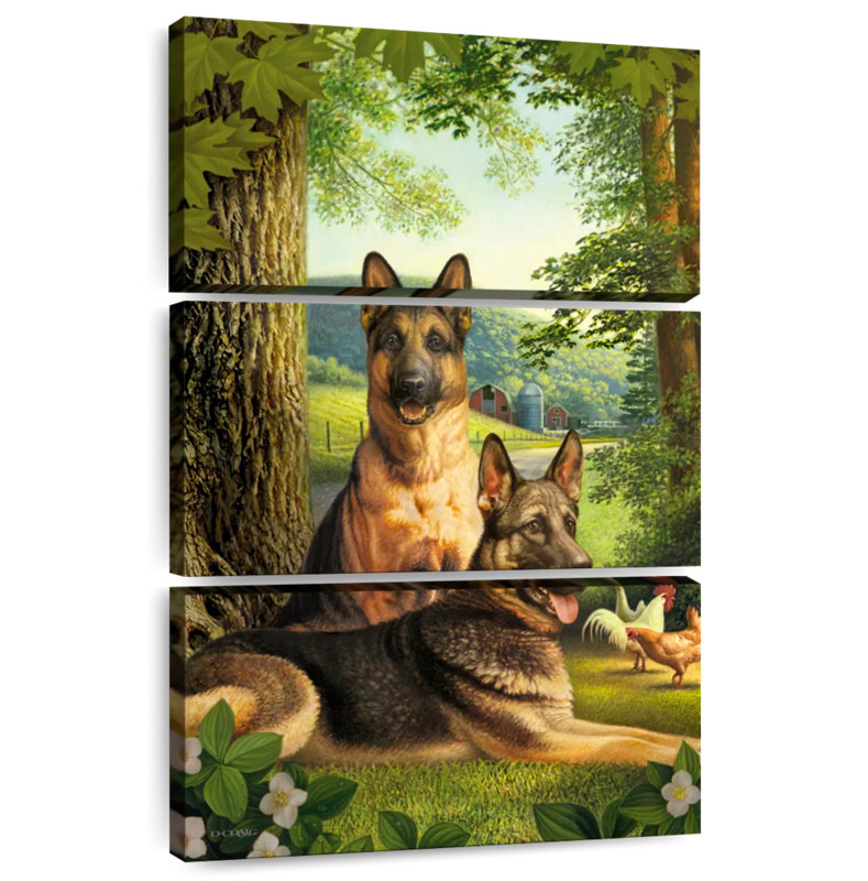Brampt German Shepherds And Chickens, 32" H x 20" W