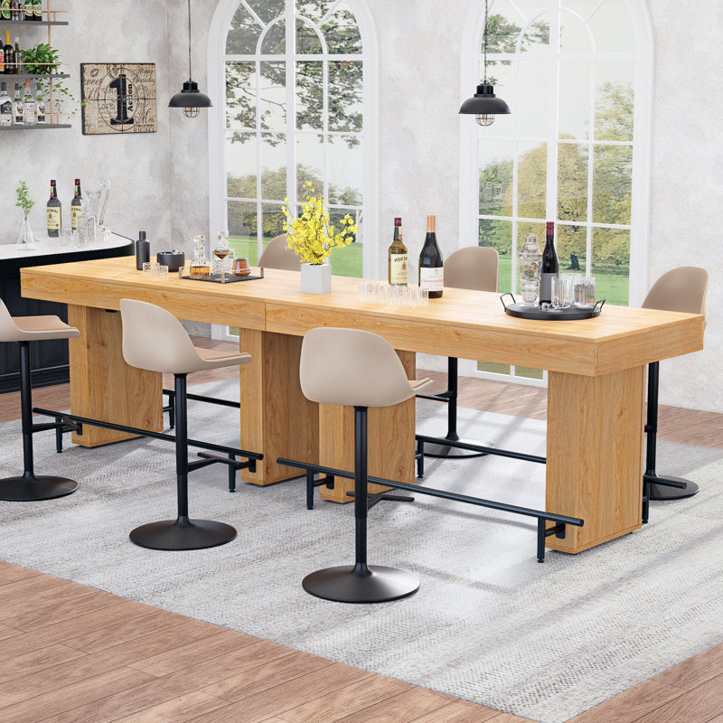63 Inch Wide Bar Table With Footrest Counter Height Pub Diningtable For 4-6 People Farmhouse Bar Unit For Home Kitch,dining Room