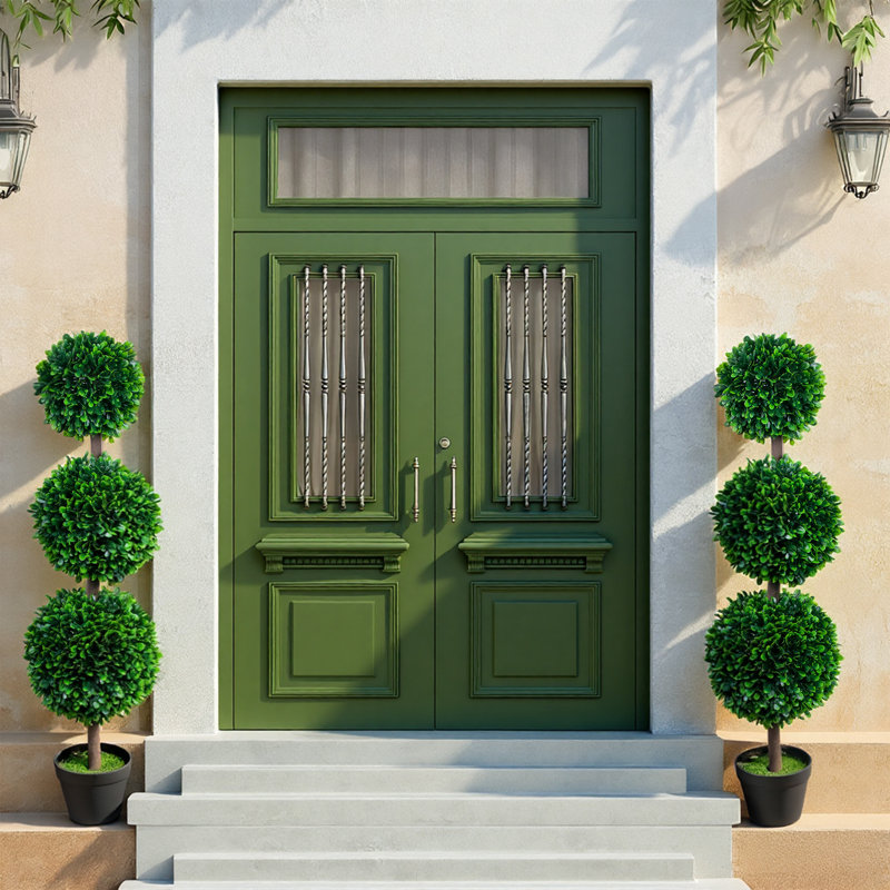 Topiaire artificiel 3,4 pi, plante de buis artificielle à 3 niveaux avec pot, verdure résistante aux rayons UV pour un décor intérieur et extérieur