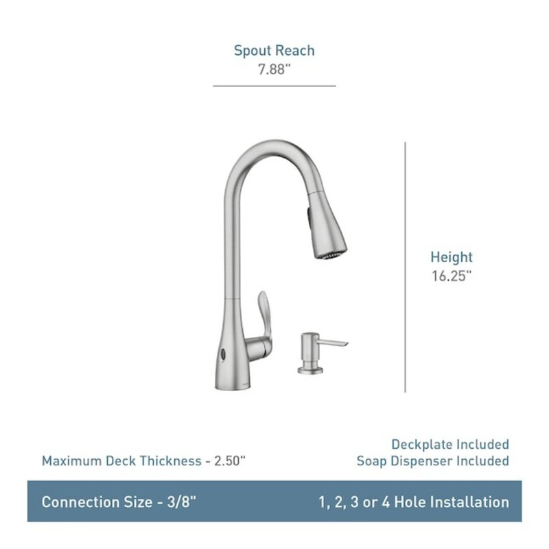 Moen Georgene Single Handle Deck-mount Touchless Pull-down Kitchen Faucet with Sprayer ( Deck Plate Included ) (Soap Dispenser Included)