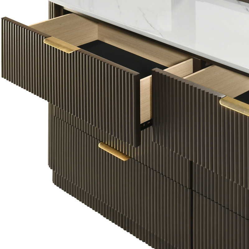 Willoa 6-Drawer Dresser With Faux Marble Top