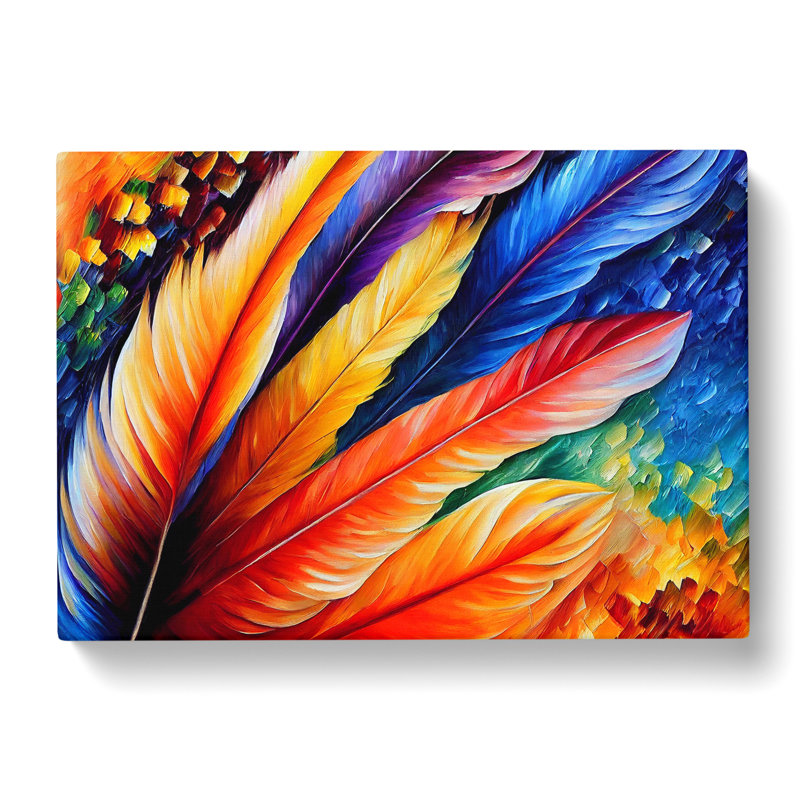 Bird Feather Art Painting Vol.5 Abstract - Wrapped Canvas, 35cm H x 50cm W x 3cm D