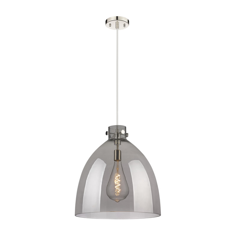 Luminaire suspendu à 1 lumière Badgett, Plaqué couleur fumée, H 16 po x l 14 po x P 14 po, Nickel poli
