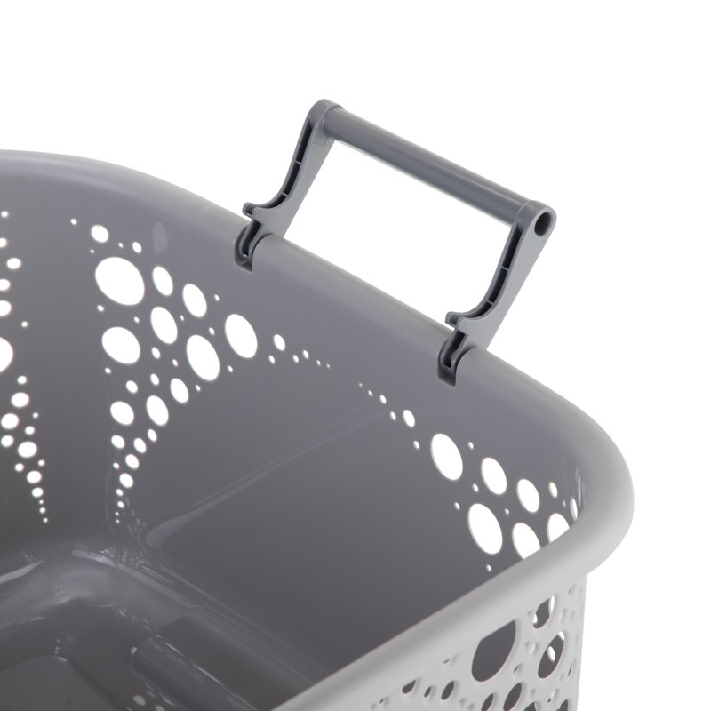 Plastic Laundry Basket with Handles, Grey