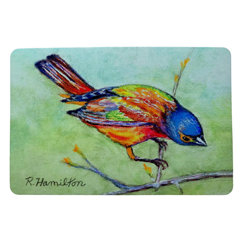 Tapis d'entrée antidérapant peint 26 po x 18 po Painted Bunting