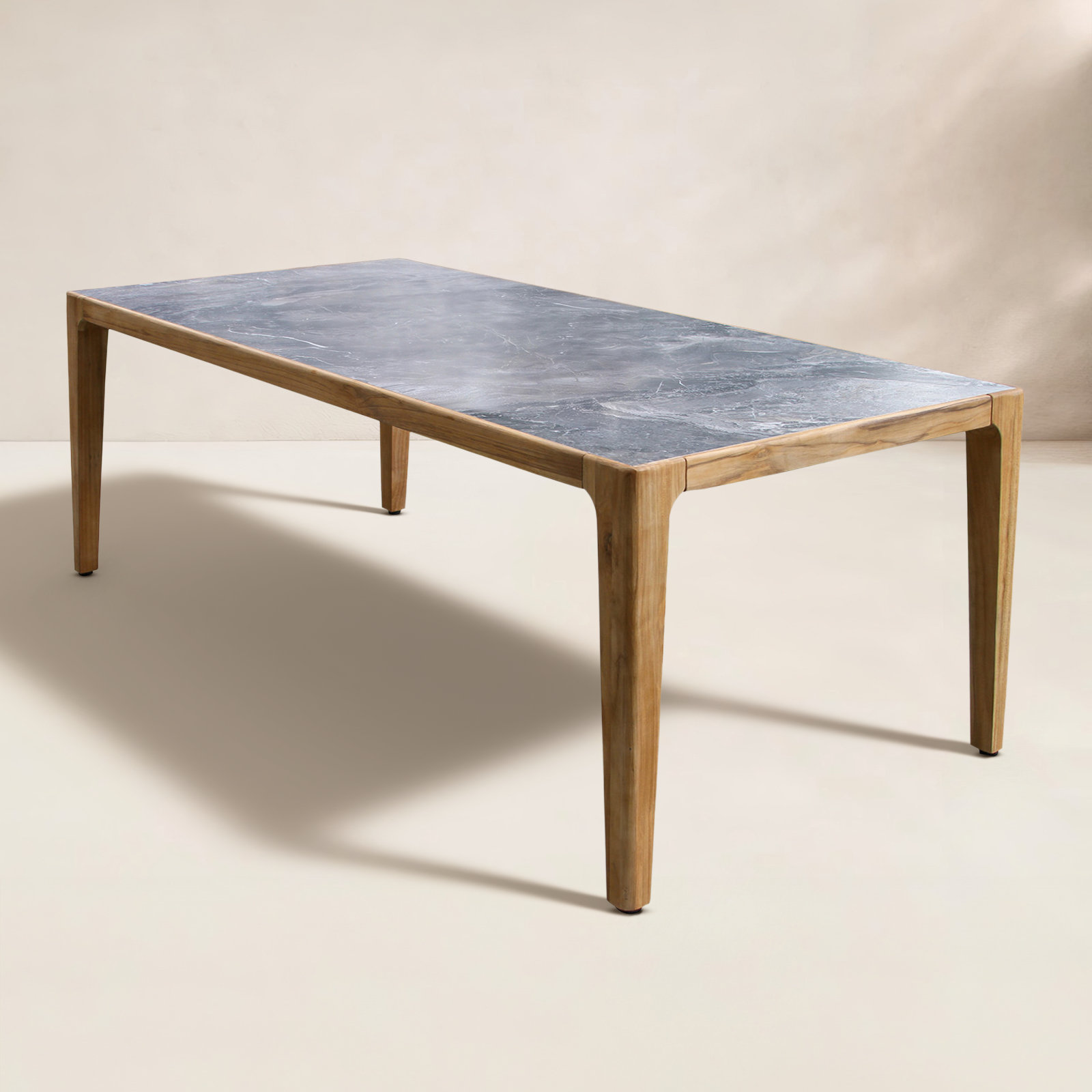 Cava 78.5" Teak & Sintered Stone Outdoor Dining Table, Black