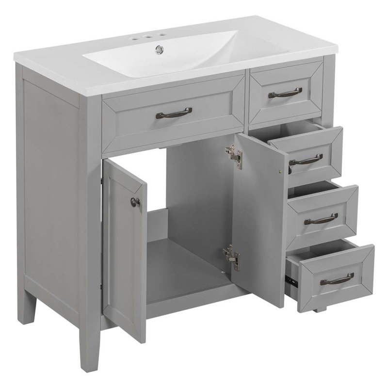 Meuble-lavabo 36 po avec lavabo 36 po, blanc, Gris