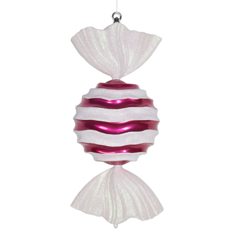 Ornement en forme de bonbon 18,5 po, Cerise / blanc