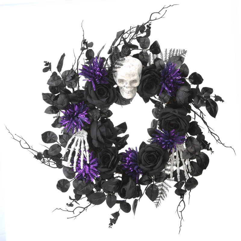 Couronne florale crâne 24 po, Violet
