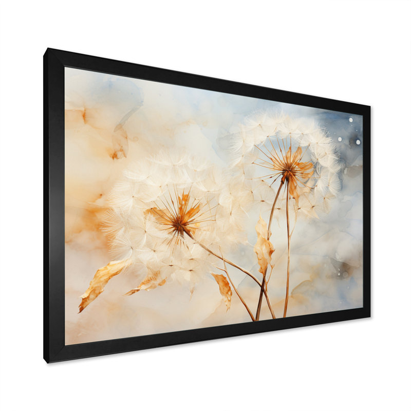 Pissenlit pétale pureté - art mural pissenlit, Cadre simple noir, H 34 po x l 44 po x P 1,5 po