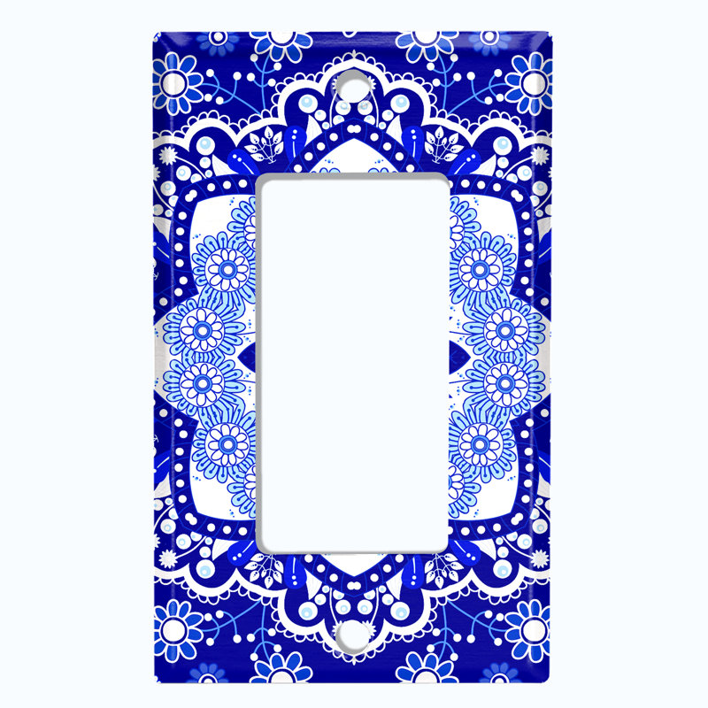 Plaque murale à interrupteur à bascule bleu Mandala