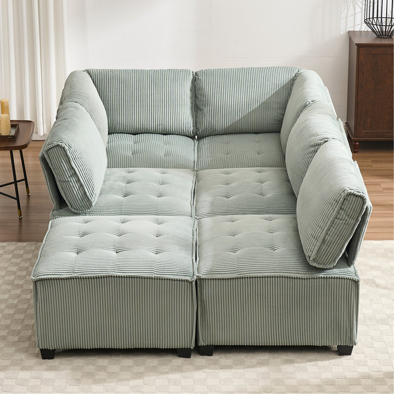 Modular Sectional Sofa U Shaped Modular Couch With Reversible Chaise Modular Sofa Sectional Couch,6- Seat Convertible Sofa,Fit For Living Room