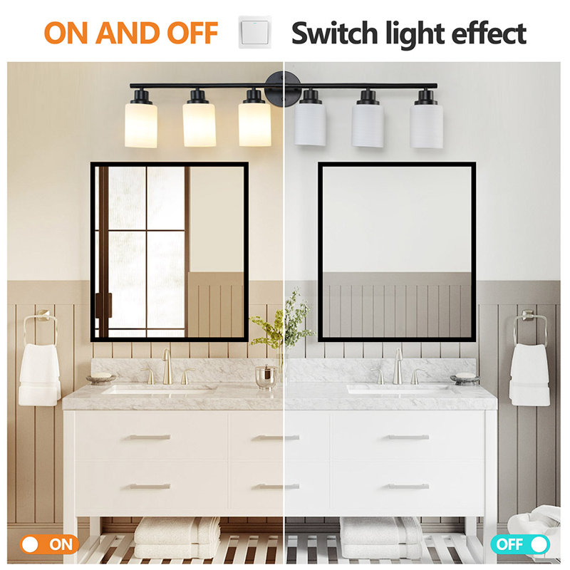 Brushed Nickel Modern Vanity Light with Frosted Glass Shades