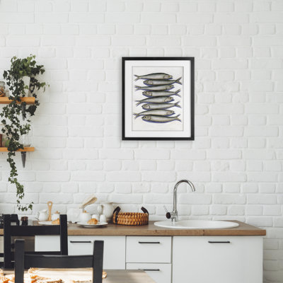 «Stacked Anchovy Fish», reproduction sous verre encadrée, design par Michael Willett