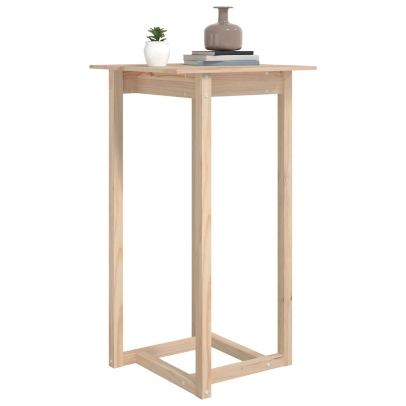 Bar Table White 23.6"X23.6"X43.3" Solid Wood Pine, Brown