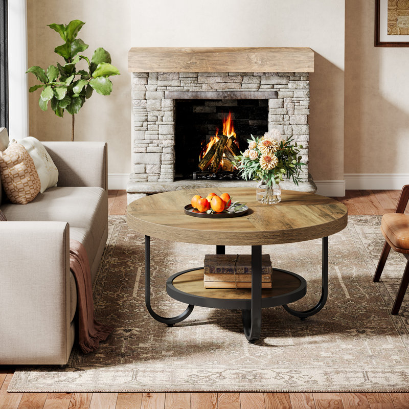4 Legs Coffee Table with Storage, Brown