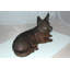 Figurine de sculpture en bronze au repos chien Corgi 20 po x 10 po x H 11,5 po