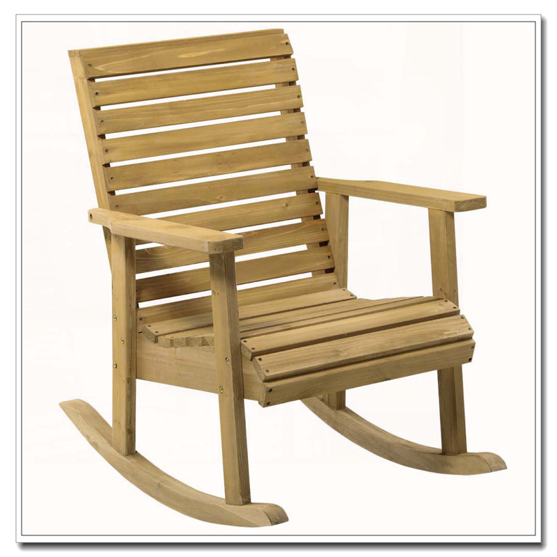 Chaise berçante en bois massif avec dossier haut Outsunny