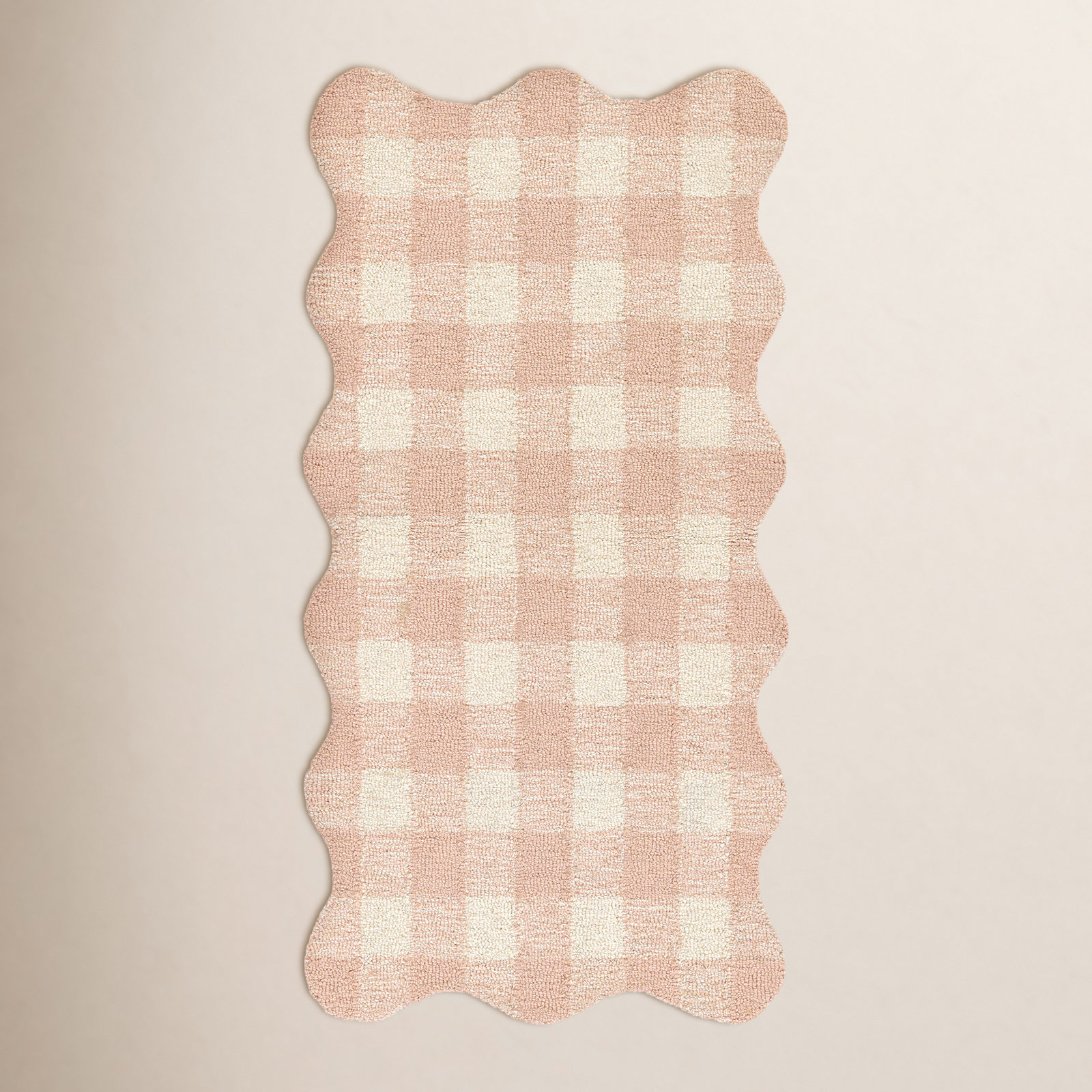 Lola Pink Hand-Tufted Plaid Wool Rug, Rectangle 2' x 3'