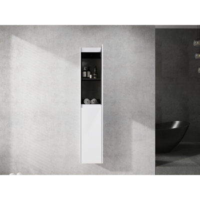 Armoire de salle de bain 12 po, 2 composants de porte à fermeture en douceur, fixation murale, moderne, blanc, volume de rangement intérieur abondant, ensemble d'éléments de montage d'armoire, portes, espace généreux