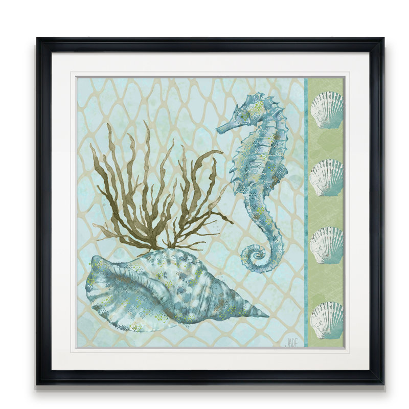 « under sea i », peinture, H 16 po x l 16 po x P 1,5 po, Cadre noir