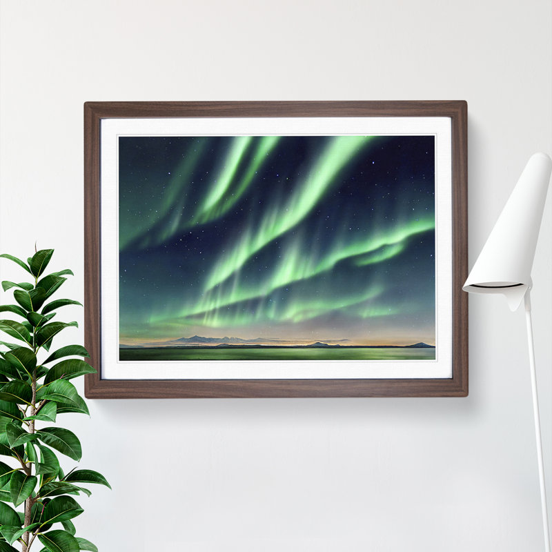 Wholesome Northern Lights - Framed Print, 25cm H x 34cm W x 2cm D, Walnut Framed