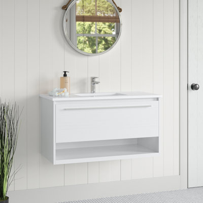 Roman 36'' Single Bathroom Vanity with Engineered Marble Top