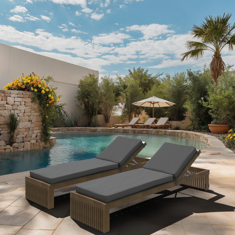  Chaise Lounge Cushion, 24 X 78 X 3.5", Premium Memory Foam Core With Boxed Edge, Solstice Olefin Fabric, Patio Cushion For Chaise Lounges