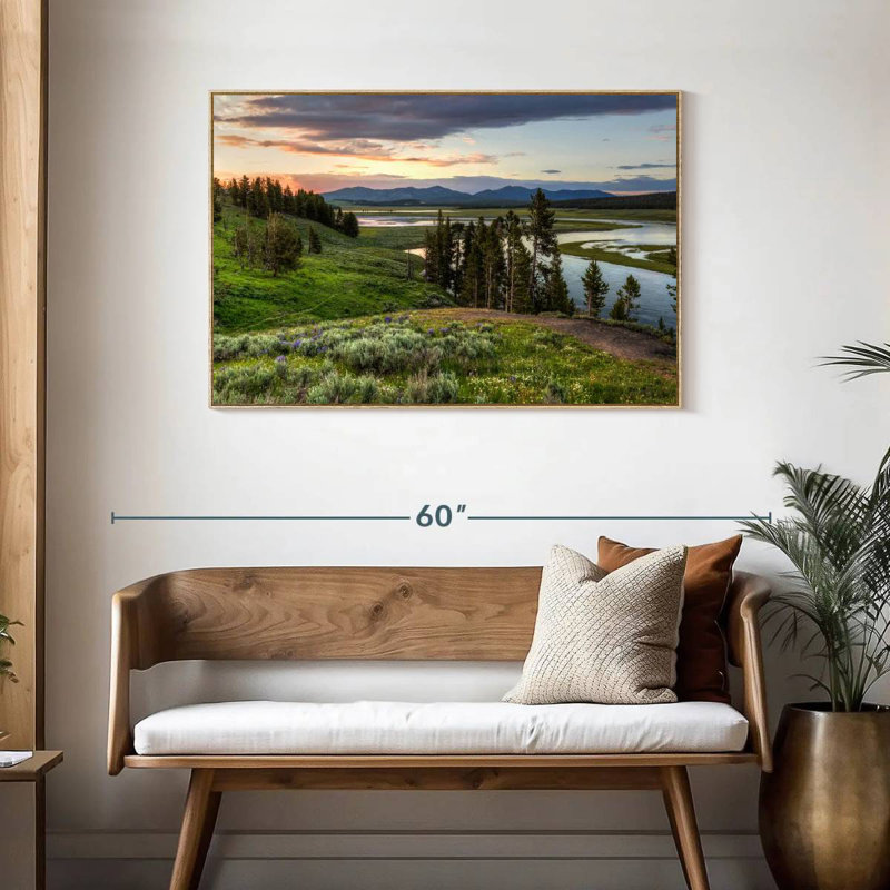 Hayden Valley Hills, Floating Frame Natural Wood, 43" X 29"