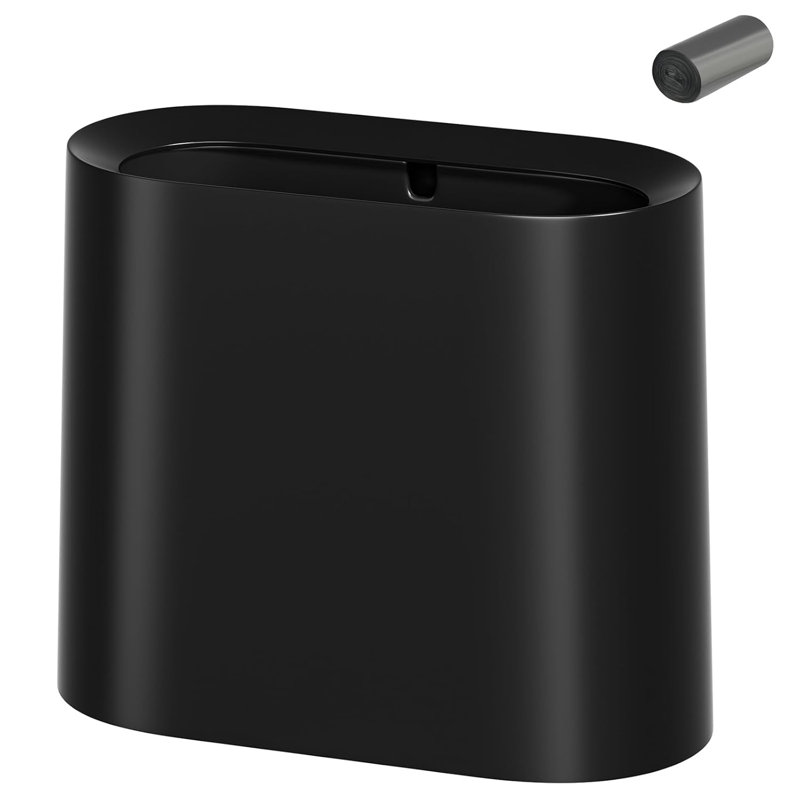 Poubelle rectangulaire de 2,3 gallons, poubelle en plastique noire pour salle de bain
