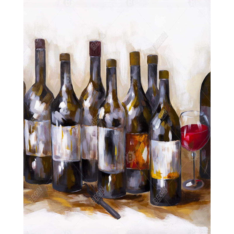 Red Wine Contemporary Kitchen Framed Canvas Home Decor